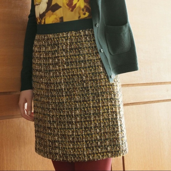 KATE SPADE Kylie Boucle Tweed Skirt in Green - Picture 1 of 8